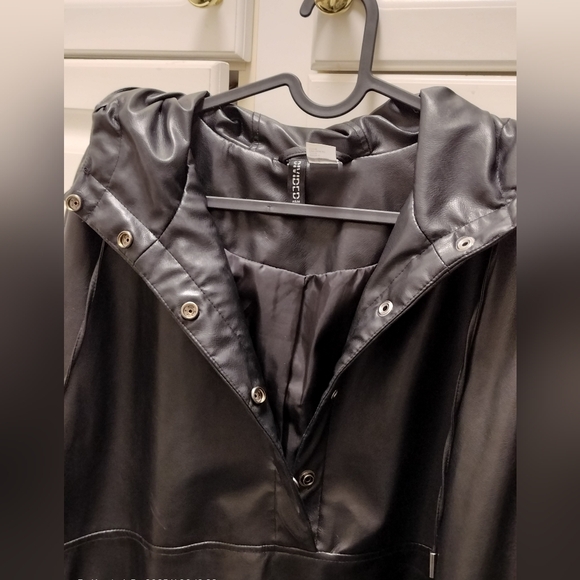 H&M Black Leather Hooded Jacket - Picture 10 of 16